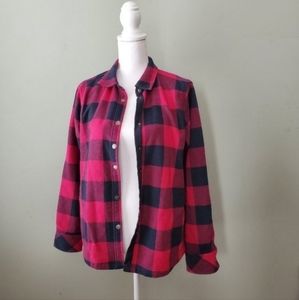 Orvis Shacket Plaid Flannel Snap Button Shirt Jacket Size Large